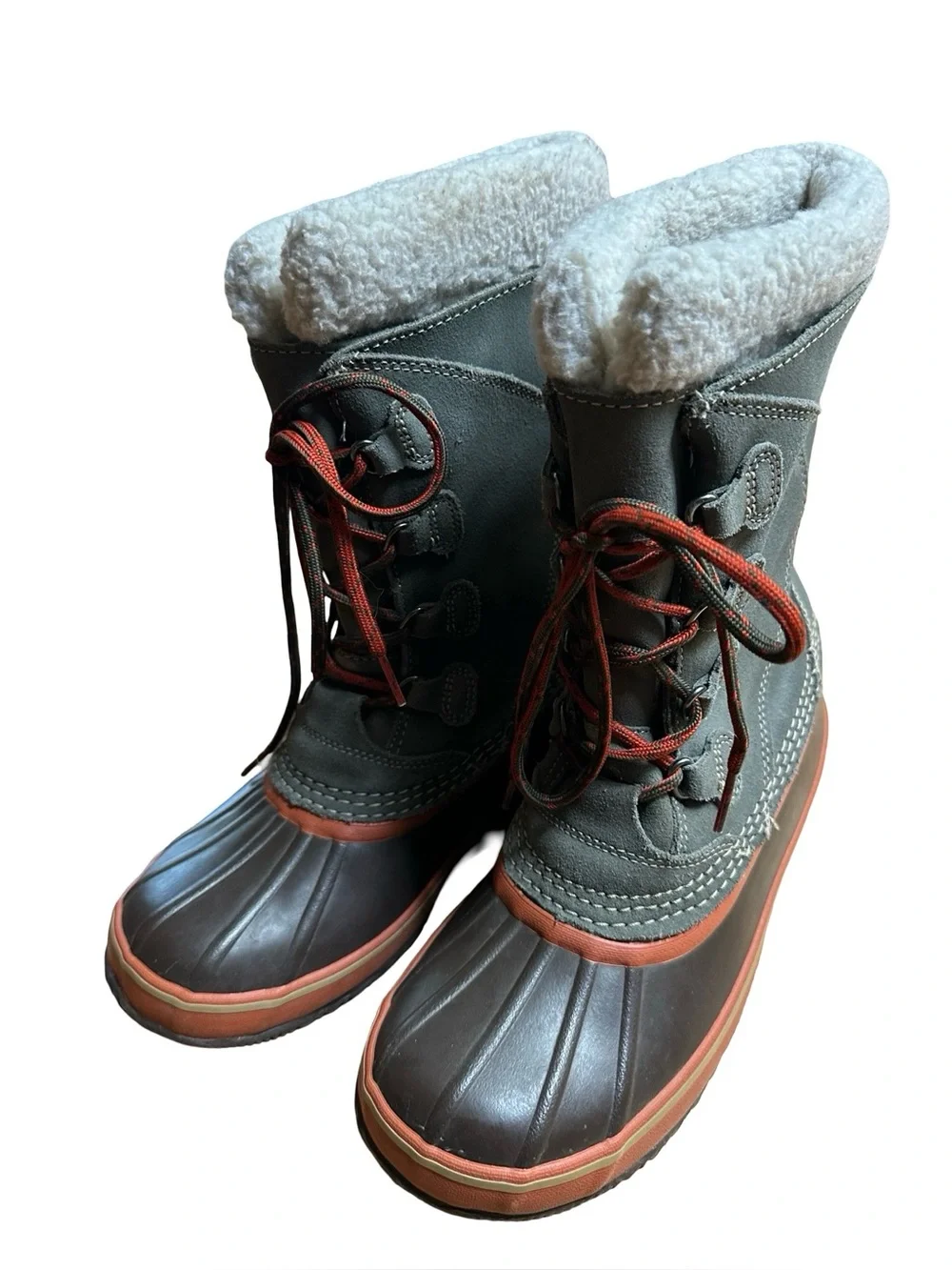 LL Bean Leather Fleece Lined Winter Duck Boots Sz 6